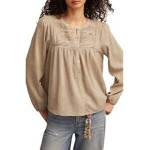Lucky Brand Women's Long Sleeve Pullover Top Beige Size 2X